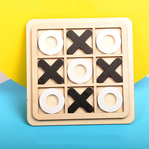 Classic Wooden XO Board Game for Kids & Family