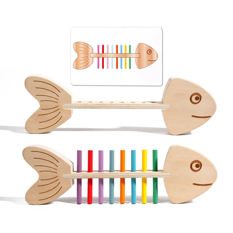 Wooden Fish Bone Colour Matching Game