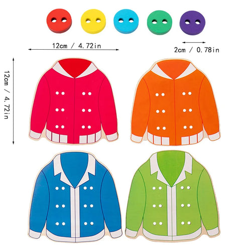 Montessori Wooden Buttoning & Lacing Game