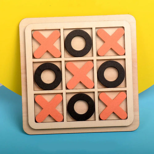 Classic Wooden XO Board Game for Kids & Family