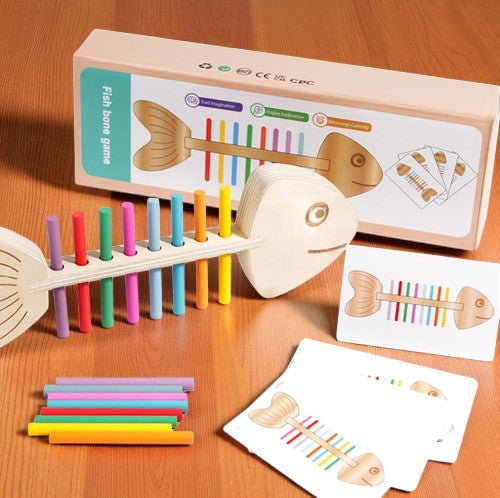 Wooden Fish Bone Colour Matching Game