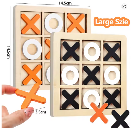 Classic Wooden XO Board Game for Kids & Family