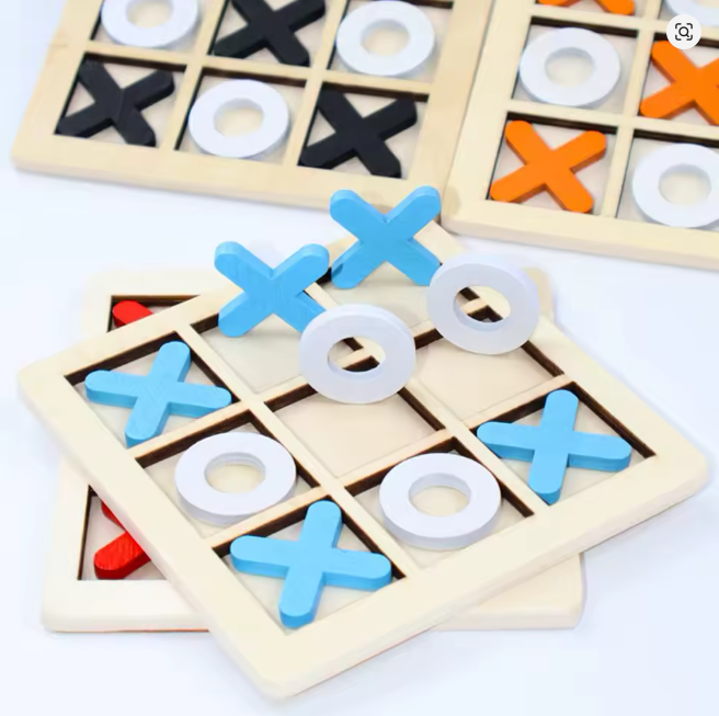 Classic Wooden XO Board Game for Kids & Family