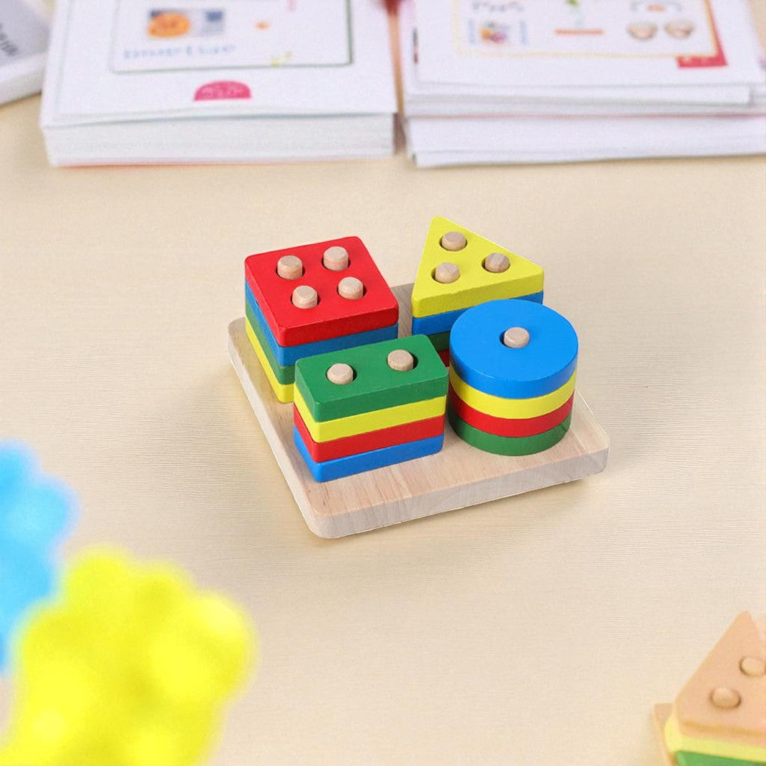 Montessori Wooden Baby Toys – Shapes, Music & Motor Skills Set